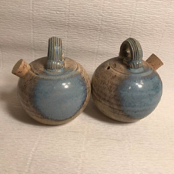 Stoneware Jackson Pottery Other - Artisan Ceramic Salt and Pepper Shaker Set - Blue Glaze